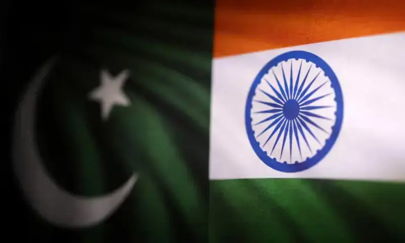 Indian and Pakistani flags are seen in this illustration taken April 25, 2025. &mdash; Reuters/File