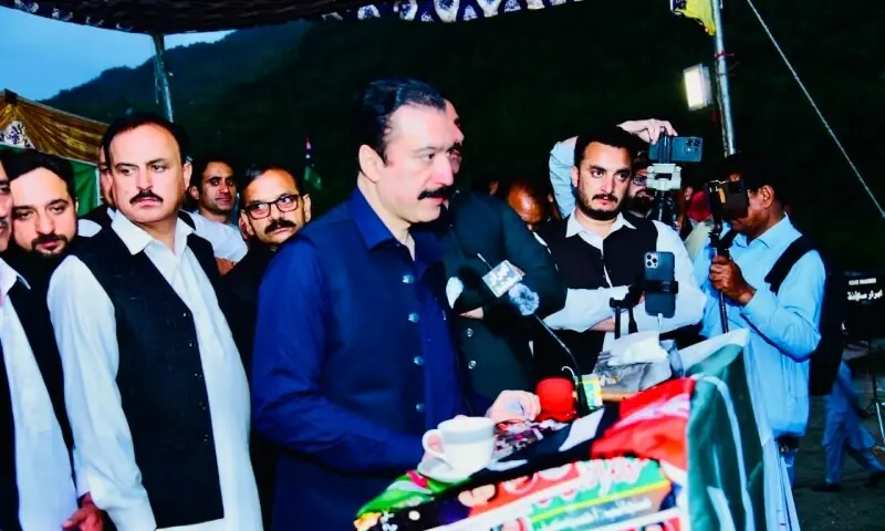 AJK Prime Minister Faisal Mumtaz Rathore addresses “Pakistan Zindabad” rally in Bagh district on Monday. — Photo via author AJK Prime Minister Faisal Mumtaz Rathore addresses “Pakistan Zindabad” rally in Bagh district on Monday. — Photo via author