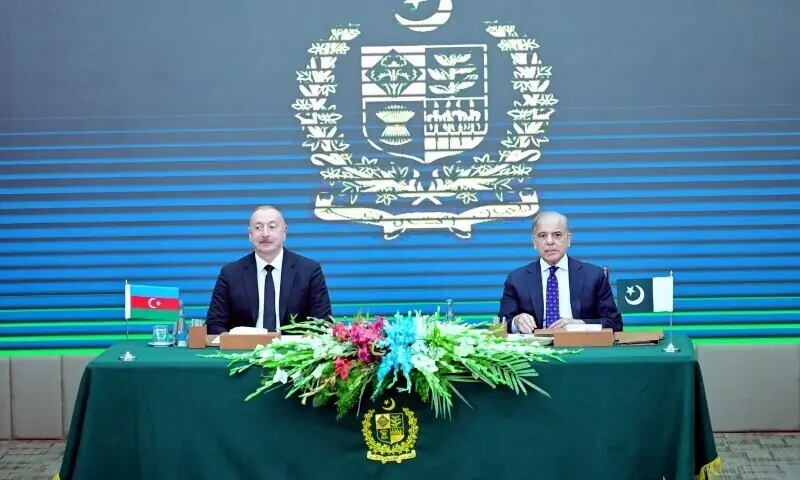 Azerbaijan President Ilham Aliyev and Prime Minister Shehbaz Sharif witness the signing of MoUs and agreements in various sectors between Pakistan and Azerbaijan in Islamabad on July 11, 2024. — PID/File Azerbaijan President Ilham Aliyev and Prime Minister Shehbaz Sharif witness the signing of MoUs and agreements in various sectors between Pakistan and Azerbaijan in Islamabad on July 11, 2024. — PID/File