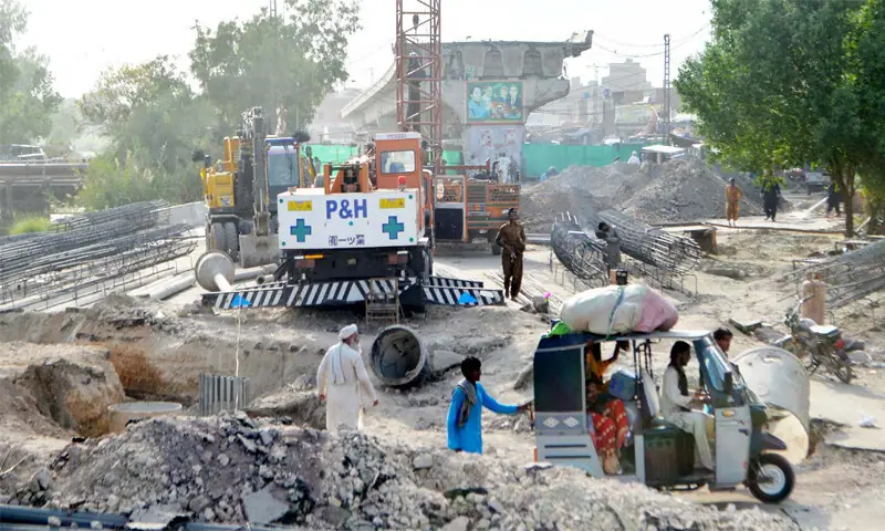 THE site of Shaheed Mohtarma Benazir Bhutto flyover in Hyderabad.&mdash;Umair Ali
