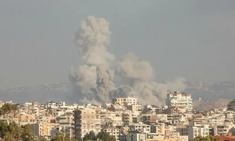 Smoke rises, amid ongoing cross-border hostilities between Hezbollah and Israeli forces, in Tyre, southern Lebanon, September 23. — Reuters/File