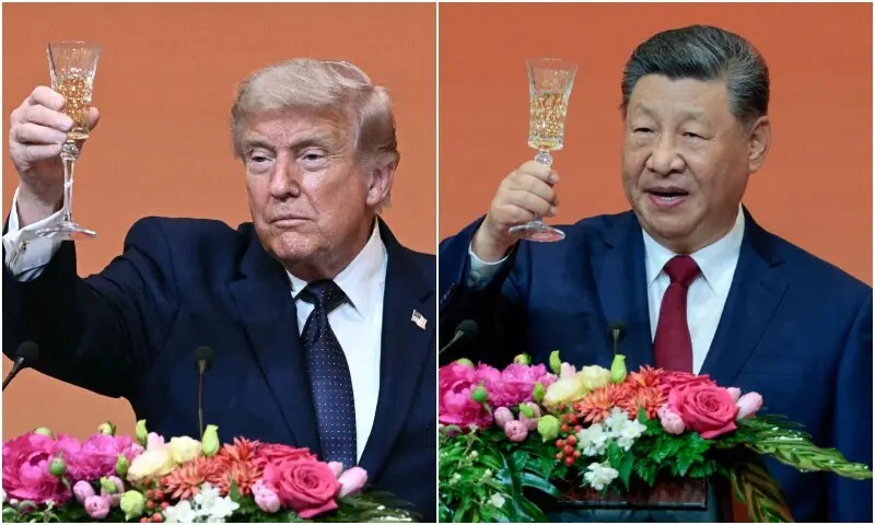 A combination photo of US President Donald Trump and Chinese President Xi Jinping offering a toast during a banquet at the Great Hall of the People in Beijing, China on May 14, 2026. — AFP/Reuters A combination photo of US President Donald Trump and Chinese President Xi Jinping offering a toast during a banquet at the Great Hall of the People in Beijing, China on May 14, 2026. — AFP/Reuters
