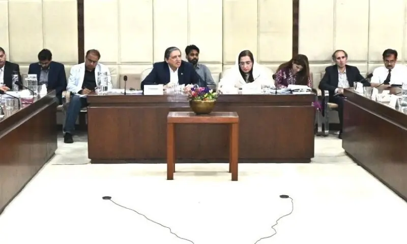 Senator Saleem Mandviwalla, Chairman of the Senate Standing Committee on Finance and Revenue, presides over a meeting of the committee at Parliament House on May 14, 2026. &mdash; Senate of Pakistan
