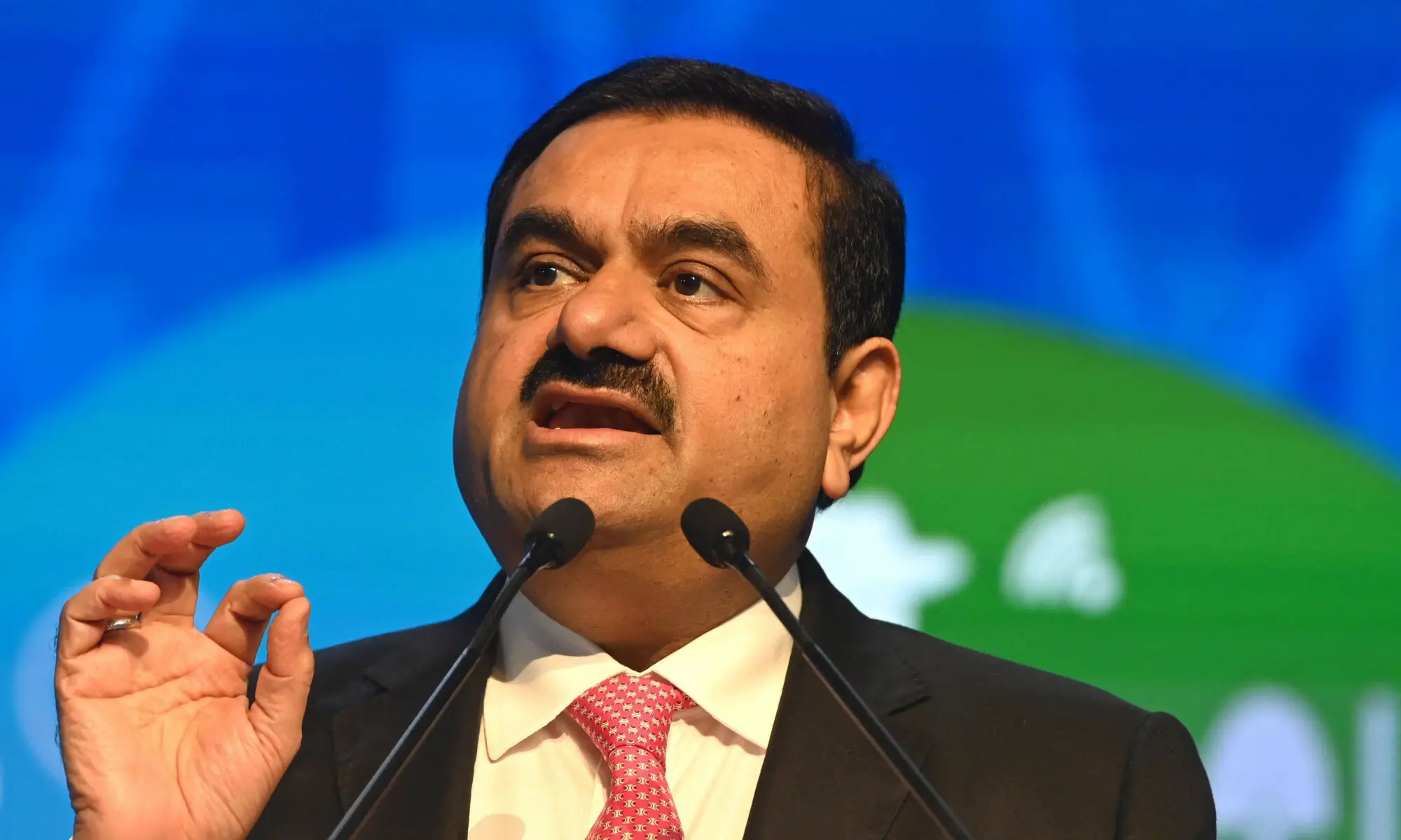 Chairperson of Indian conglomerate Adani Group, Gautam Adani, speaks at the World Congress of Accountants in Mumbai. &mdash; AFP