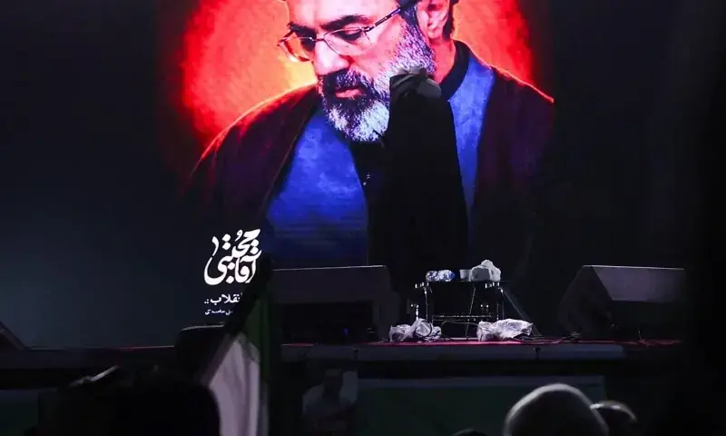 A picture of Iran's new supreme leader, Mojtaba Khamenei, is displayed on a screen in Tehran, amid the US-Israeli conflict with Iran, in Tehran, Iran, March 9, 2026. &mdash;Reuters/File