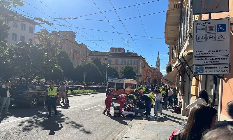 Rescuers work on the scene after a driver injured seven people, two of them badly, when he drove on a sidewalk in Modena on May 16, 2026. — AFP Rescuers work on the scene after a driver injured seven people, two of them badly, when he drove on a sidewalk in Modena on May 16, 2026. — AFP