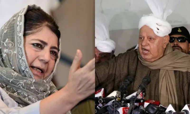 A combination photo of former chief ministers of India-occupied Kashmir, Mehbooba Mufti and Farooq Abdullah. — ndtv via X A combination photo of former chief ministers of India-occupied Kashmir, Mehbooba Mufti and Farooq Abdullah. — ndtv via X