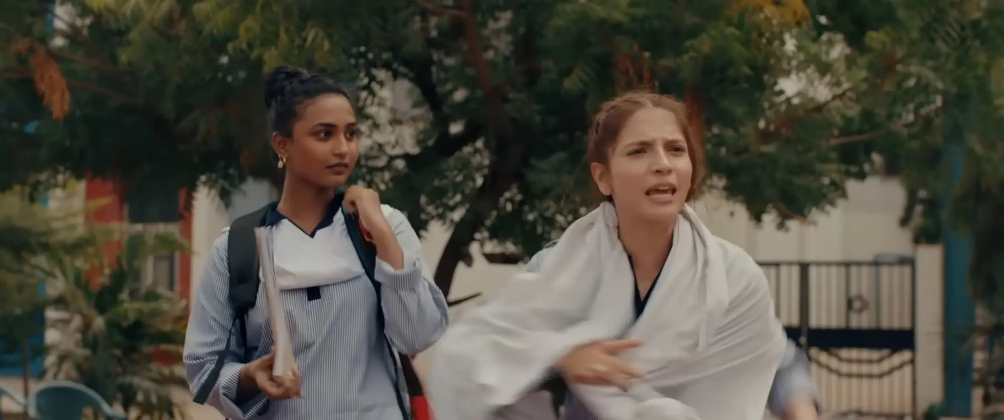 Trinette Lucas (left) as Kashmala