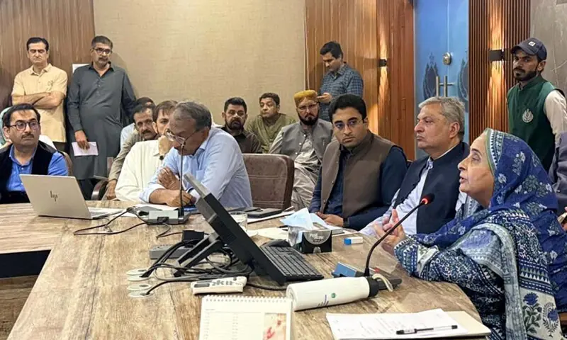 Sindh Health Minister Dr Azra Pechuho speaks at the awareness session.—Dawn Sindh Health Minister Dr Azra Pechuho speaks at the awareness session.—Dawn