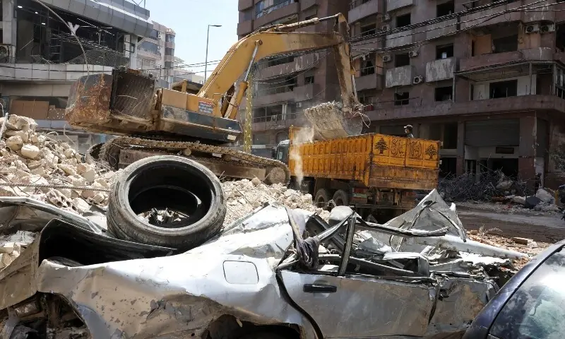 Work to clear debris progresses at the site of a previous Israeli strike in the southern suburbs in Beirut, Lebanon, May 19, 2026. &mdash;AFP