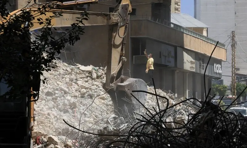 Work to clear debris progresses at the site of a previous Israeli strike in the southern suburbs in Beirut, Lebanon, May 19, 2026. &mdash;AFP