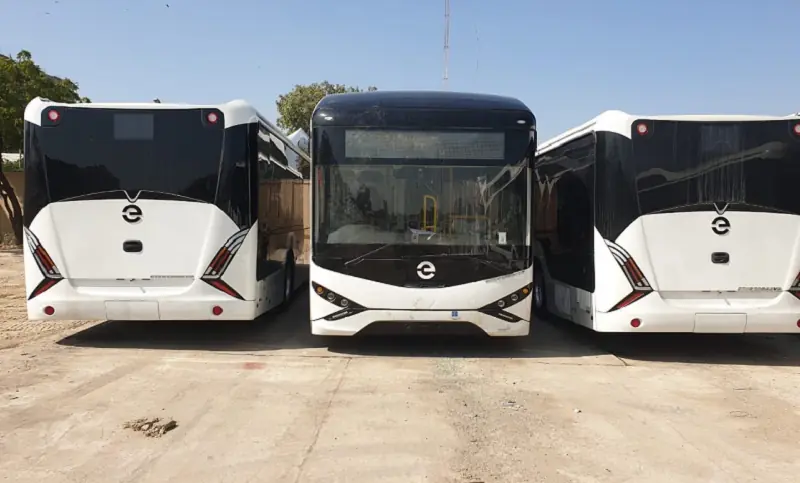Newly-procured buses are seen in this picture shared by Sindh Information Minister Sharjeel Inam Memon on Twitter on Sunday. Newly-procured buses are seen in this picture shared by Sindh Information Minister Sharjeel Inam Memon on Twitter on Sunday.