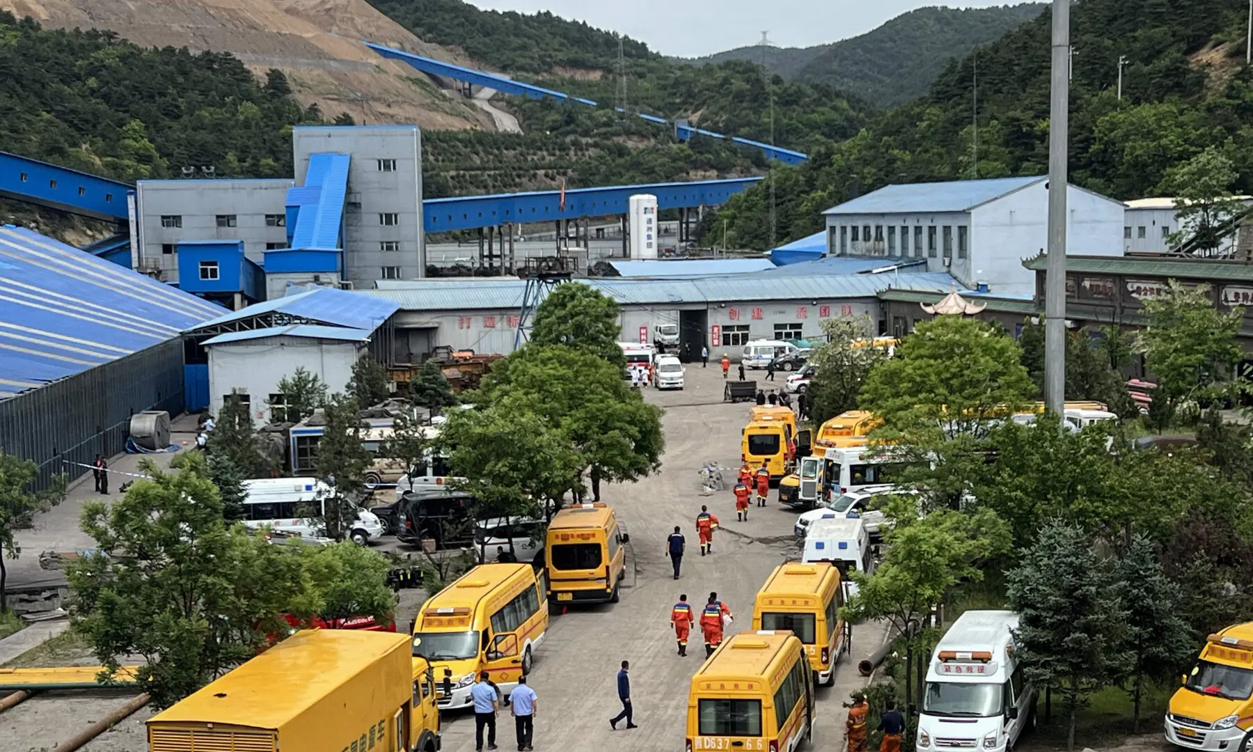 A general view of rescue team members and emergency vehicles arriving at the Liushenyu coal mine after a gas explosion in Changzhi, in northern China's Shanxi province on May 23, 2026. — AFP A general view of rescue team members and emergency vehicles arriving at the Liushenyu coal mine after a gas explosion in Changzhi, in northern China's Shanxi province on May 23, 2026. — AFP
