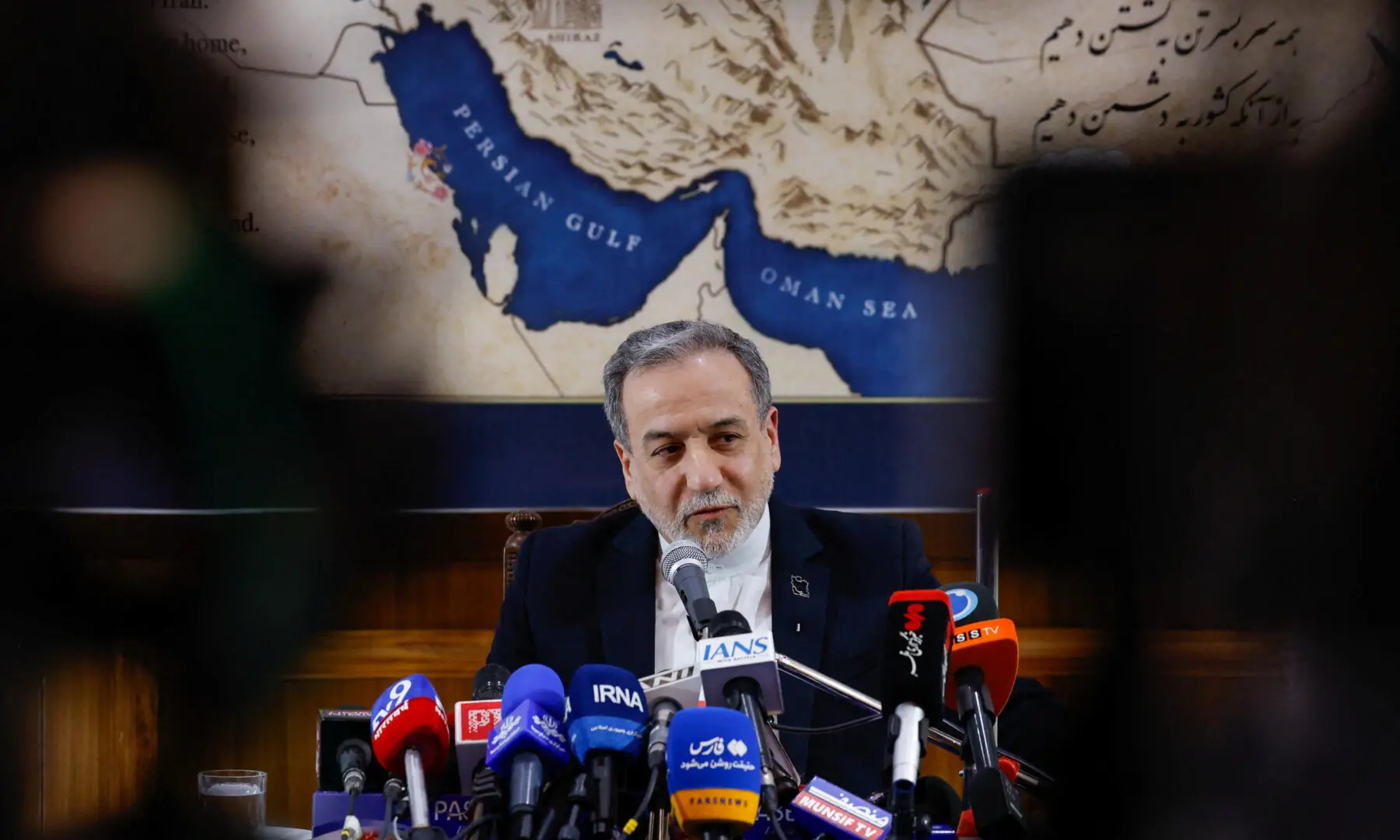 Iran’s Foreign Minister Abbas Araghchi attends a press conference at the Iranian embassy in New Delhi, India on May 15, 2026. — Reuters/File