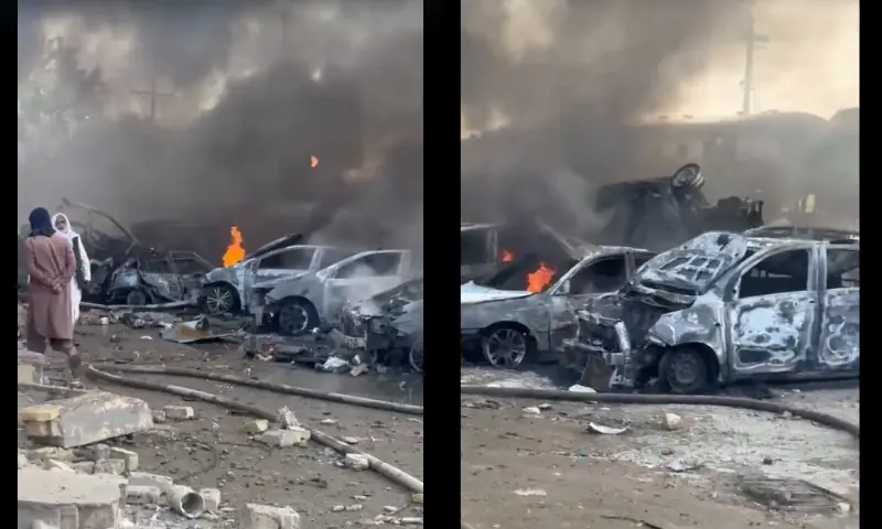 A collage of screengrabs from a video following a blast near Chaman Phatak in Quetta on May 24, 2026. &mdash; screengrab from video via Abdullah Zehri