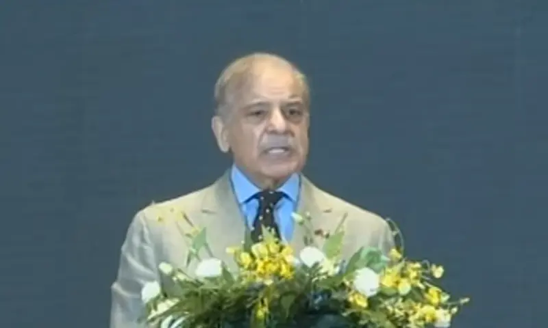 PM Shehbaz Sharif addresses the Pakistan-China Business-to-Business Investment Conference in Hangzhou, China on May 24. — screengrab PM Shehbaz Sharif addresses the Pakistan-China Business-to-Business Investment Conference in Hangzhou, China on May 24. — screengrab