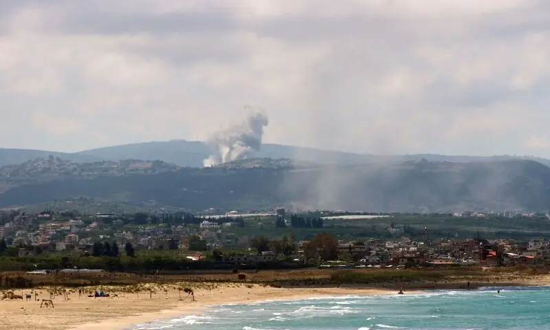  Smoke rises following an Israeli airstrike on the village of Zibqin, in southern Lebanon on May 25, 2026. &mdash;AFP 