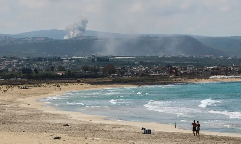 Smoke rises following an Israeli airstrike on the village of Zibqin, in southern Lebanon on May 25, 2026. &mdash;AFP 