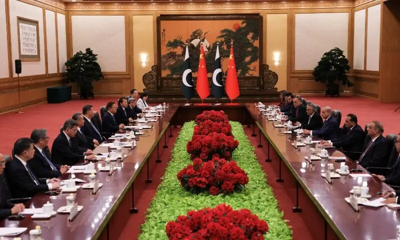 Chinese President Xi Jinping and Pakistan&rsquo;s Prime Minister Shehbaz Sharif attend a meeting at the Great Hall of the People, in Beijing, China on May 25, 2026. &mdash;Reuters