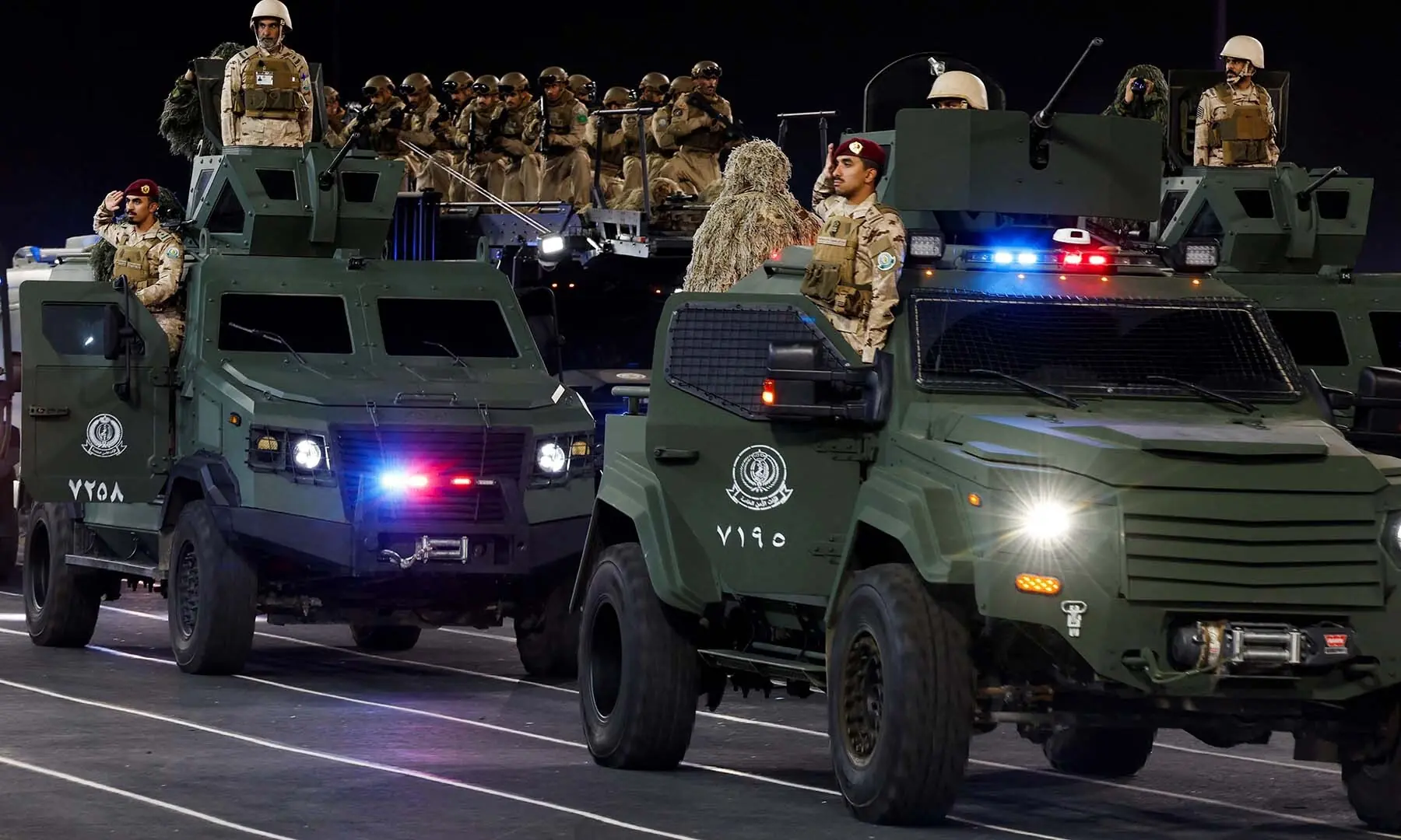 Members of the Saudi security forces take part in a military parade in preparation for the annual Haj pilgrimage in the holy city of Makkah, Saudi Arabia on May 21, 2026. — Reuters