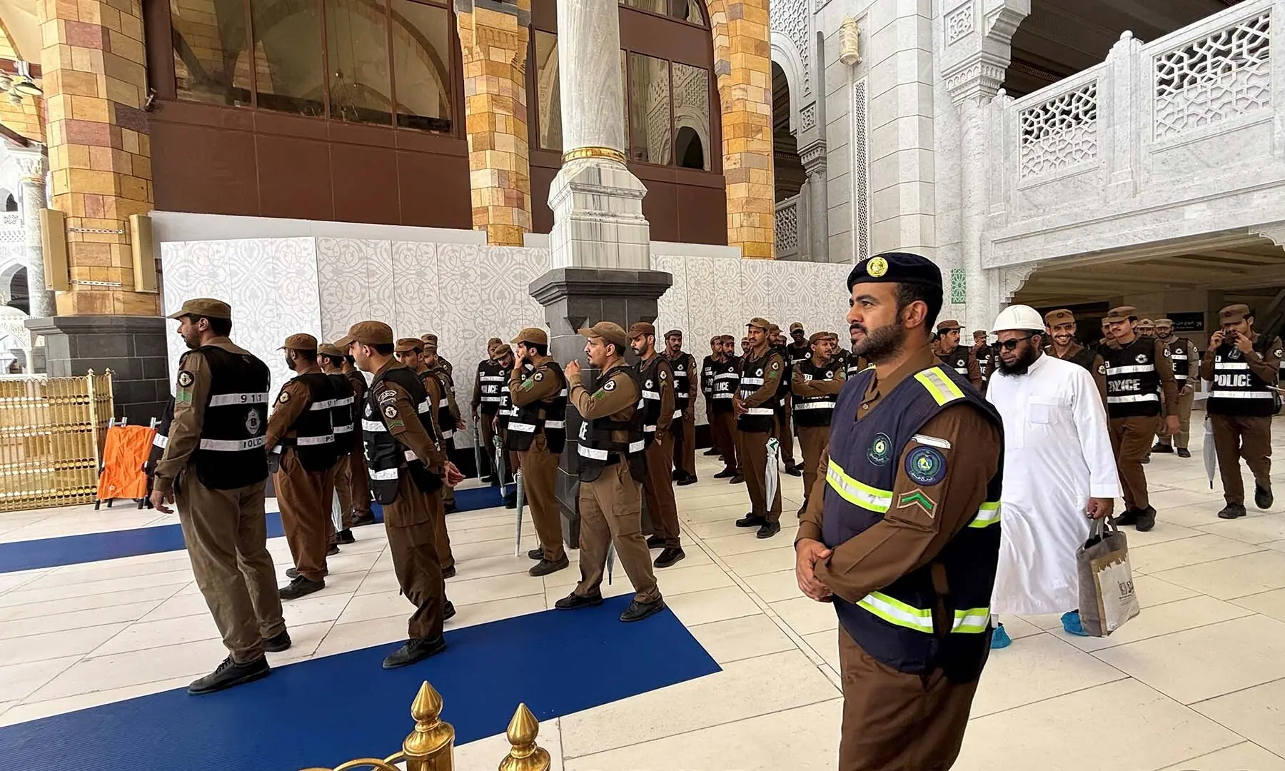 Saudi security forces gather and prepare for duty at the Grand Mosque, ahead of the annual Haj pilgrimage, in the holy city of Makkah, Saudi Arabia on May 22, 2026. — Reuters