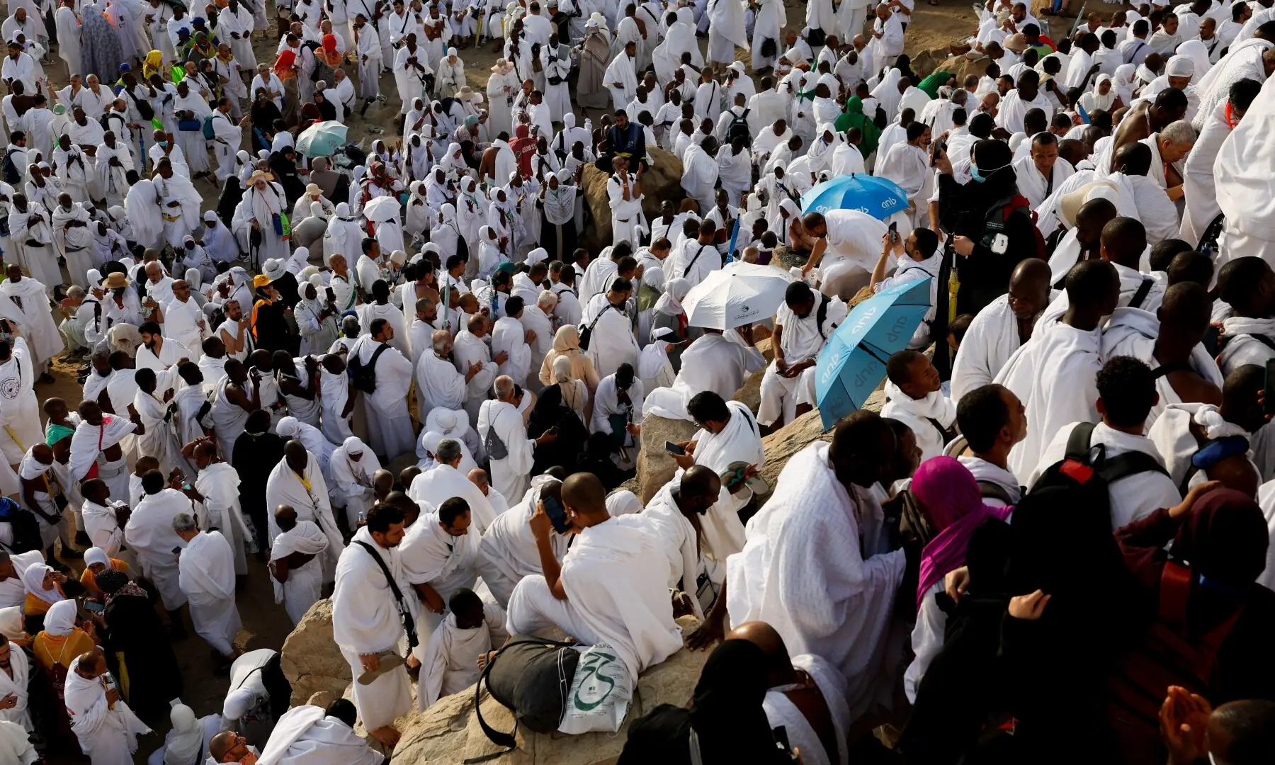Muslim pilgrims gather at Mount of Mercy on the plain of Arafat during Haj, outside the holy city of Makkah, Saudi Arabia, May 26, 2026. —AFP