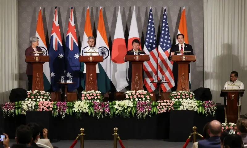 US Secretary of State Marco Rubio, Australian Foreign Minister Penny Wong, Japanese Foreign Minister Toshimitsu Motegi and Indian Foreign Minister Subrahmanyam Jaishankar attend a joint press conference after attending the Quad Foreign Ministers' meeting at the Hyderabad House in New Delhi, India on May 26, 2026. —Reuters US Secretary of State Marco Rubio, Australian Foreign Minister Penny Wong, Japanese Foreign Minister Toshimitsu Motegi and Indian Foreign Minister Subrahmanyam Jaishankar attend a joint press conference after attending the Quad Foreign Ministers' meeting at the Hyderabad House in New Delhi, India on May 26, 2026. —Reuters