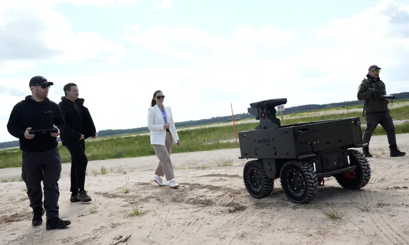 NATO tests an unmanned ground system vehicle during exercises in Viesite, Latvia.&mdash;Reuters