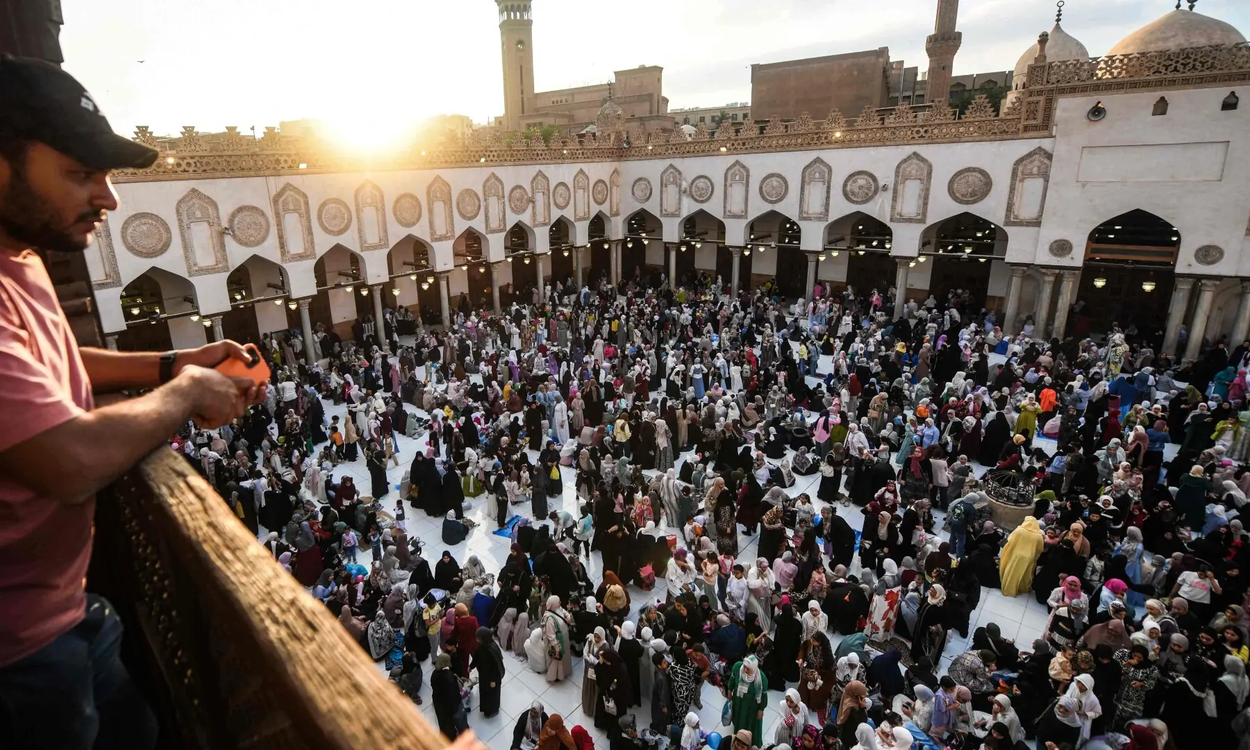  Muslims gather to take part in a special morning prayer at the Al-Azhar Mosque in Cairo on May 27. — Reuters 