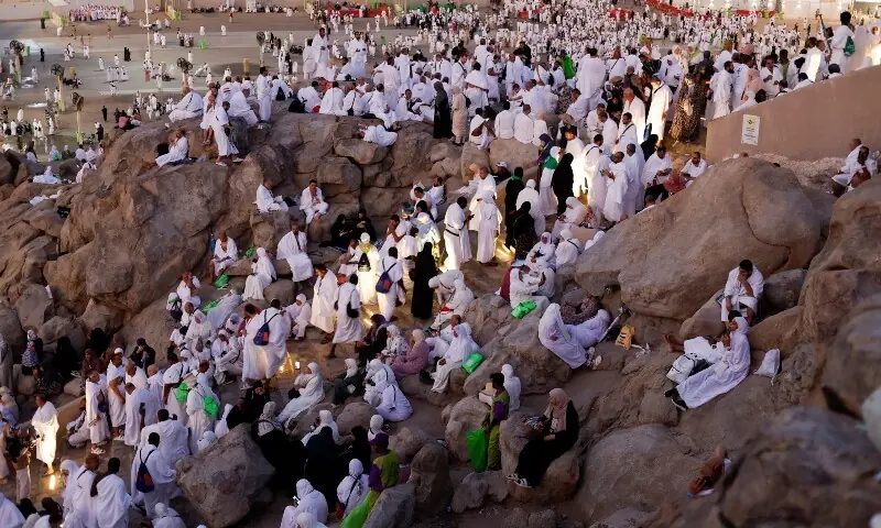 Muslim pilgrims gather at Mount of Mercy on the plain of Arafat as the sun rises during the annual hajj pilgrimage, outside the holy city of Makkah, Saudi Arabia, May 26. — Reuters Muslim pilgrims gather at Mount of Mercy on the plain of Arafat as the sun rises during the annual hajj pilgrimage, outside the holy city of Makkah, Saudi Arabia, May 26. — Reuters