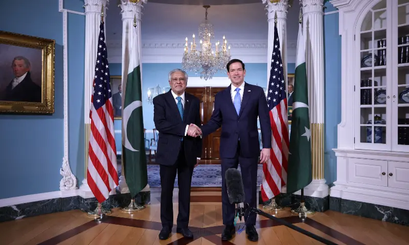 US Secretary of State Marco Rubio welcomes Pakistani Deputy Prime Minister and Foreign Minister Mohammad Ishaq Dar at the State Department on May 29, 2026 in Washington, DC. &mdash; AFP