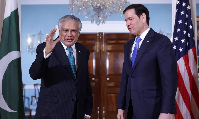US Secretary of State Marco Rubio welcomes Pakistani Deputy Prime Minister and Foreign Minister Mohammad Ishaq Dar at the State Department on May 29, 2026 in Washington, DC. &mdash; AFP