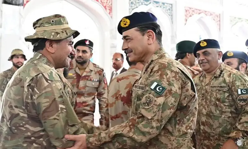 CHIEF of Defence Forces and Chief of the Army Staff Field Marshal Asim Munir exchanges Eid greetings with troops in Zhob.—Online CHIEF of Defence Forces and Chief of the Army Staff Field Marshal Asim Munir exchanges Eid greetings with troops in Zhob.—Online