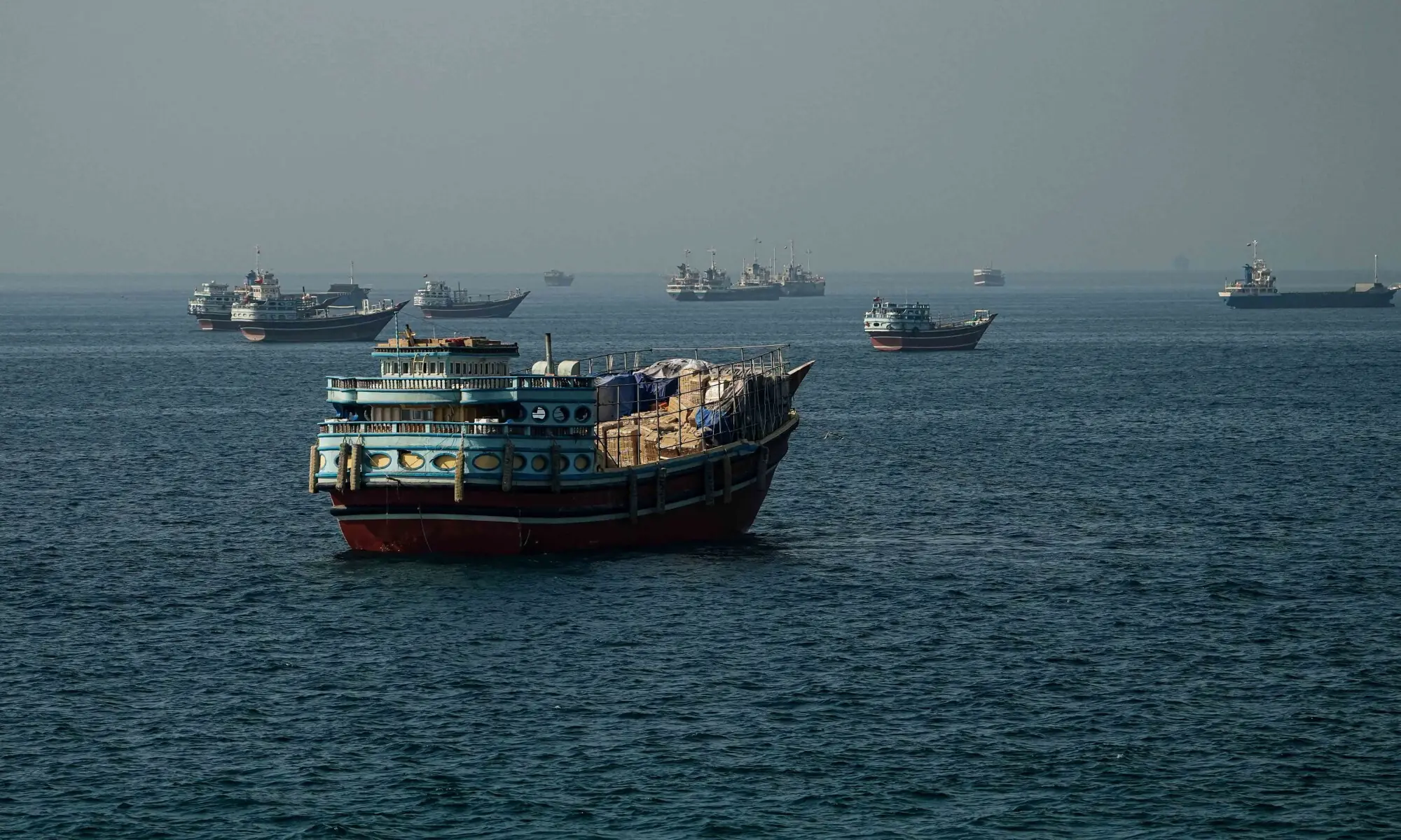 Vessels anchored at the Strait of Hormuz, as seen from Musandam, Oman, May 29, 2026. &mdash; Reuters