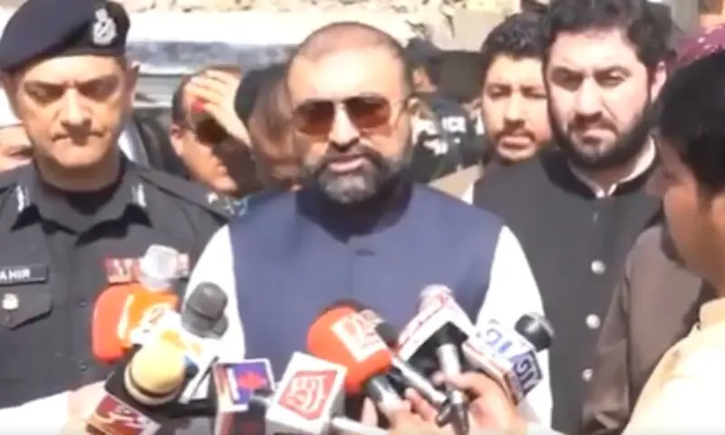 Balochistan Chief Minister Sarfraz Bugti speaks to the media on Wednesday. — DawnNewsTV Balochistan Chief Minister Sarfraz Bugti speaks to the media on Wednesday. — DawnNewsTV