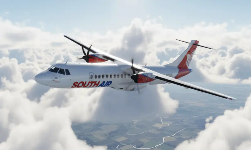 A visualisation of South Air's official livery for the ATR fleet. &mdash; courtesy South Air website