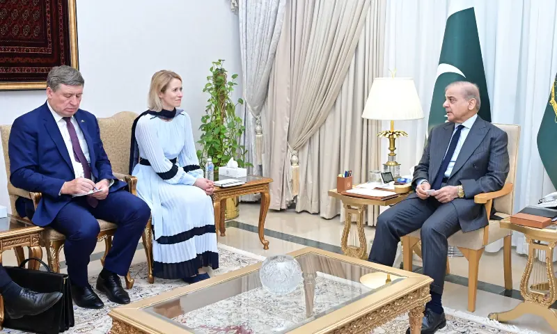 EU High Representative Kaja Kallas meets with Prime Minister Shehbaz Sharif at the PM House in Islamabad on June 1, 2026. &mdash; PakPMO via X