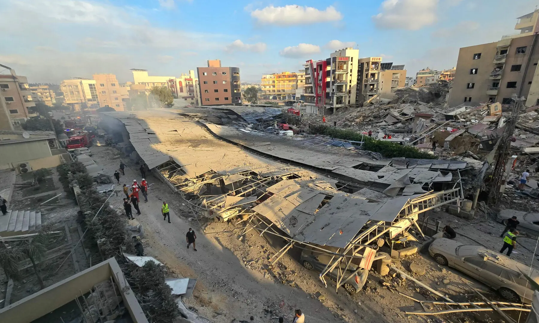 First responders gather at the site of an Israeli strike that hit near a hospital in the southern Lebanese city of Tyre on June 1, 2026. &mdash; AFP