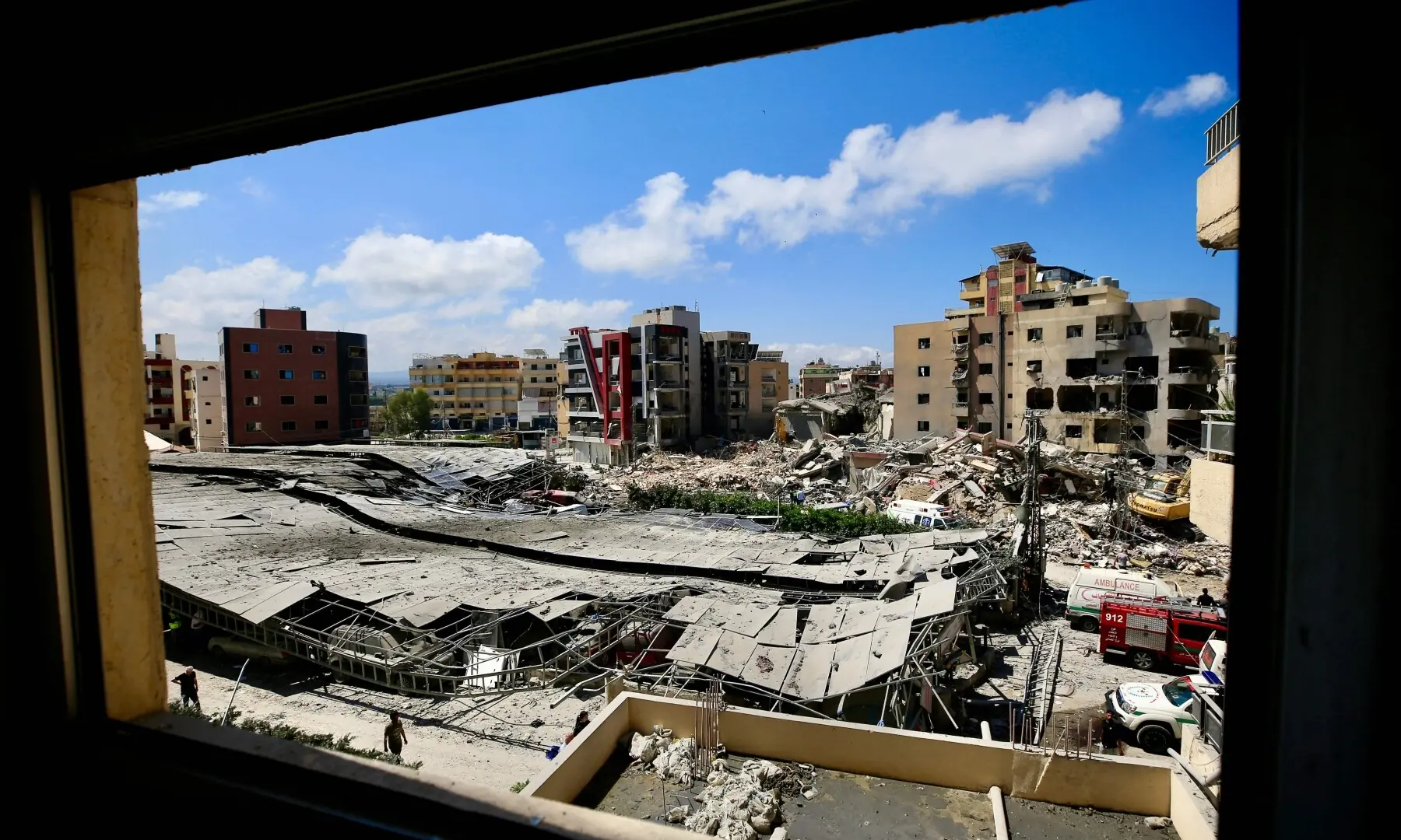 A photograph shows the aftermath of an Israeli airstrike that struck near a hospital the previous day in the southern port city of Tyre, Lebanon on June 2, 2026. &mdash; AFP