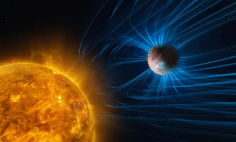 AN artist&rsquo;s visualisation of magnetic activity on an exoplanet. The planet is a gas giant like Jupiter, but orbits very close to its host star and is tidally locked: one side always faces the star and is scorching hot, whereas the other side is extremely cold.&mdash;Reuters