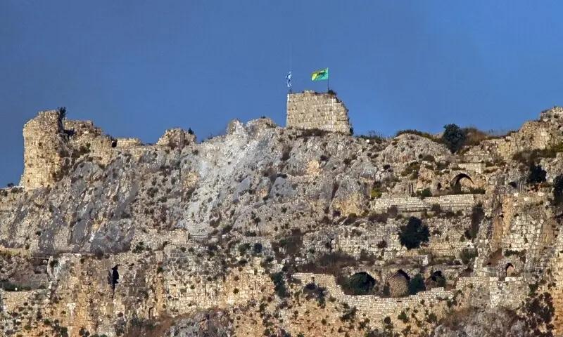  This photograph taken from the southern Lebanese area of Marjayoun shows smoke flying above the medieval Beaufort Castle, locally known as Qalaat al-Shaqif or Shaqif Arnoun, near the site of an Israeli strike that targeted the village of Arnoun on June 3, 2026. &mdash;AFP 