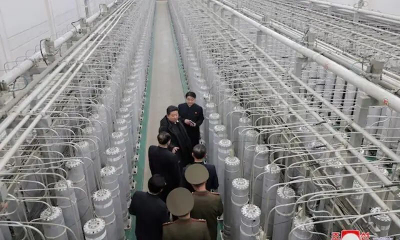 North Korean leader Kim Jong Un visits the country's nuclear material production base and nuclear weapons institute, at an undisclosed location in North Korea, in this photo released by North Korea's official Korean Central News Agency on January 29, 2025. &mdash; Reuters/File