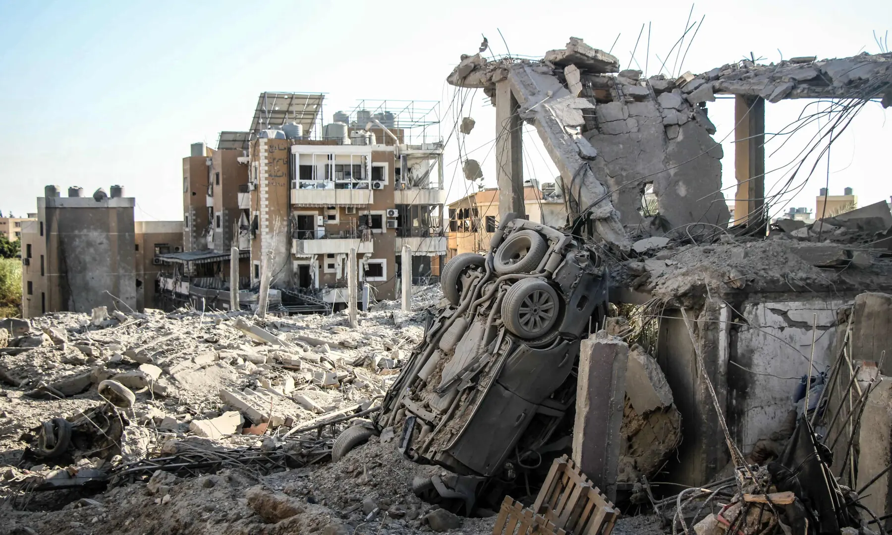 A photograph shows the aftermath of Israeli airstrikes in the Burj al-Chamali area near the southern city of Tyre, on June 2, 2026. &mdash; AFP