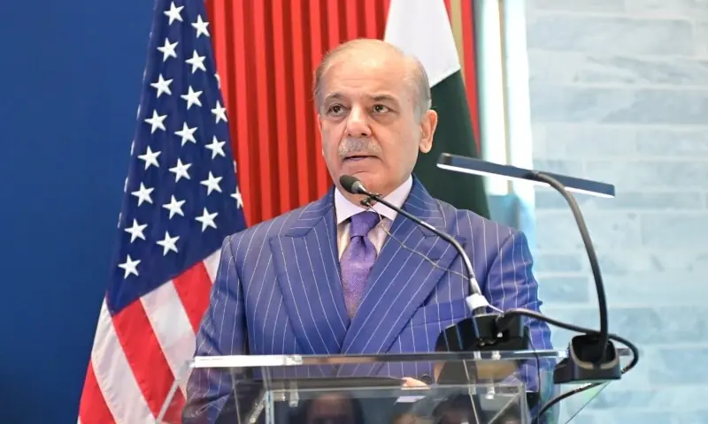 Prime Minister Shehbaz Sharif addresses a ceremony commemorating the United States' 250th anniversary in Islamabad on June 4, 2026. &mdash; X/@PTVNewsOfficial