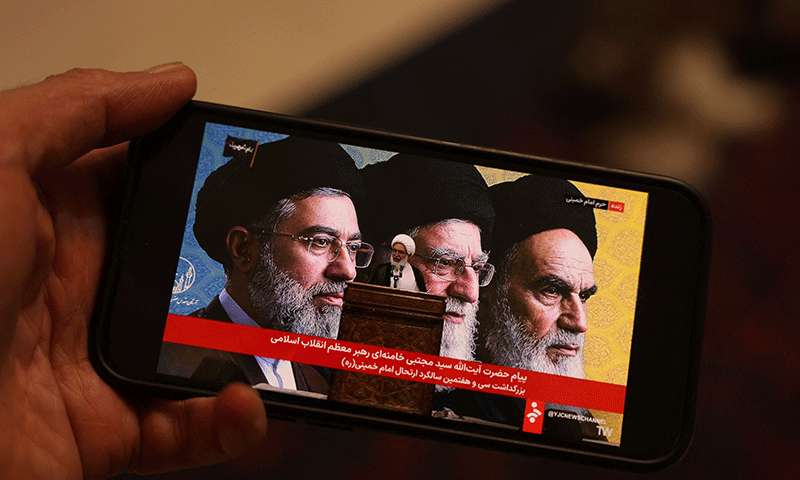 A MAN live streams a broadcast where Supreme Leader Ayatollah Mojtaba Khamenei&rsquo;s message is read to the public, at the tomb of Iran&rsquo;s supreme leader Ayatollah Ruhollah Khomeini.&mdash;AFP