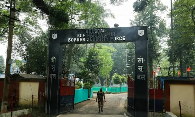 A Border Security Force (BSF) official walks into a Border Outpost (BOP), a self-contained defence outpost situated near the India-Bangladesh international border in Petrapole, India, on October 16, 2024. &mdash; Reuters/File
