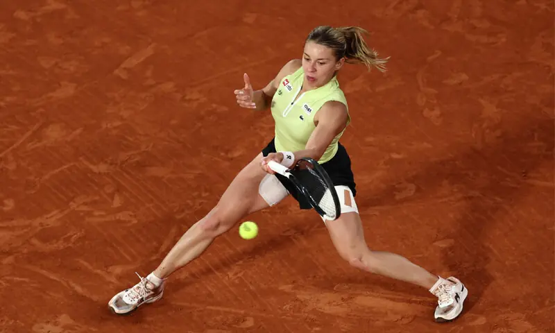 POLAND&rsquo;S Maja Chwalinska returns a shot against Diana Shnaider of Russia during their French Open semi-final on Thursday.&mdash;Reuters