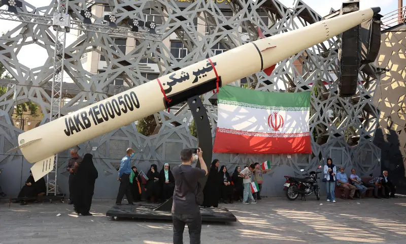 Iranians stand next to a symbol of a Kheibar missile as they take part during a rally in support of the country’s supreme leader Mojtaba Khamenei and commemorate Eid al-Ghadir in Tehran on June 4, 2026. — AFP