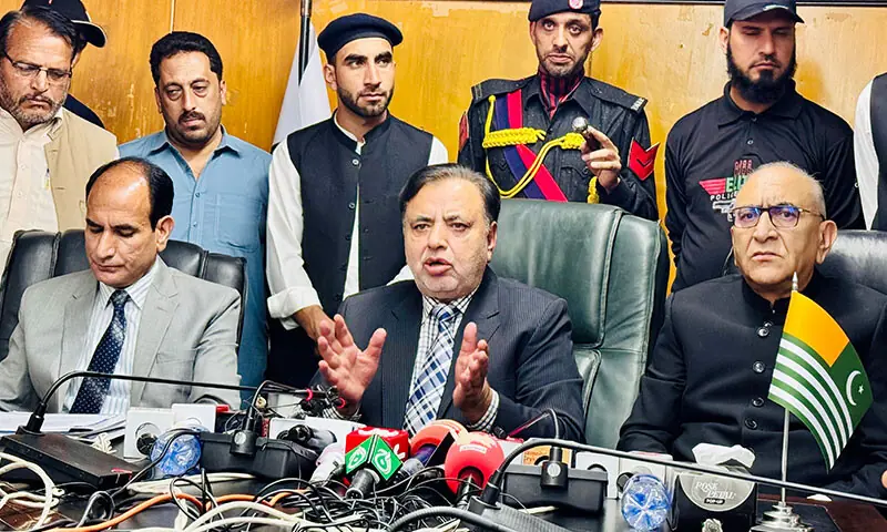 Chief Election Commissioner retired Justice Ghulam Mustafa Mughal addresses a press conference.&mdash;Photo by the writer