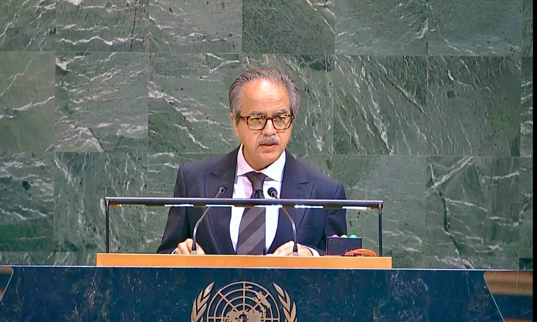 Pakistan&rsquo;s Permanent Representative to the UN Ambassador Asim Iftikhar Ahmad speaks at the UNSC on June 5, 2026. &mdash; X/PakistanUN_NY